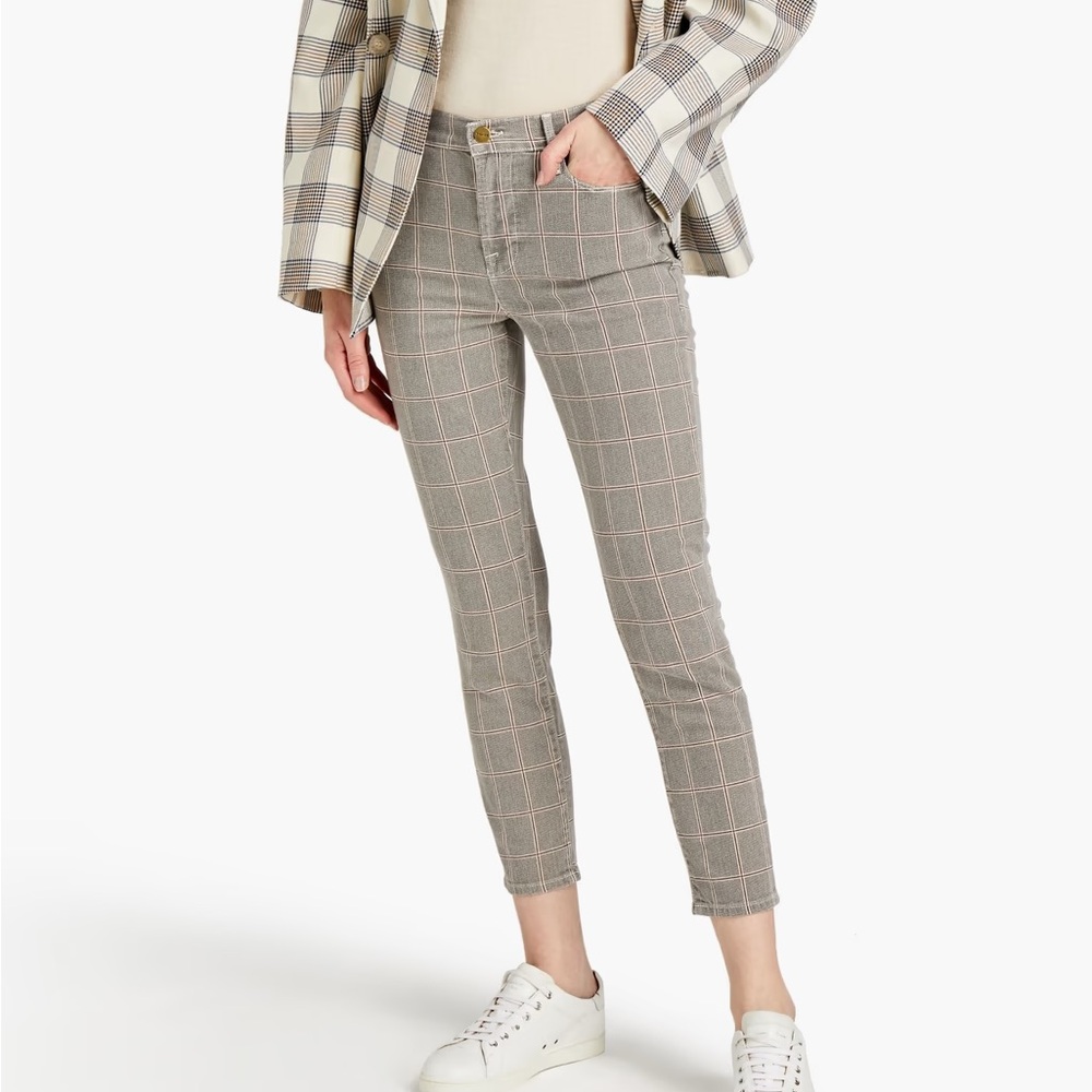 FRAME Le High Skinny Checked Cotton Blend Twill Skinny Jeans Size 25